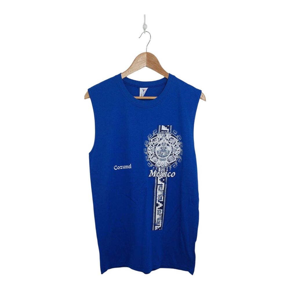 Cozumel Mexico Men's Size Medium Tank Top Blue Sleeveless Summer Souvenir